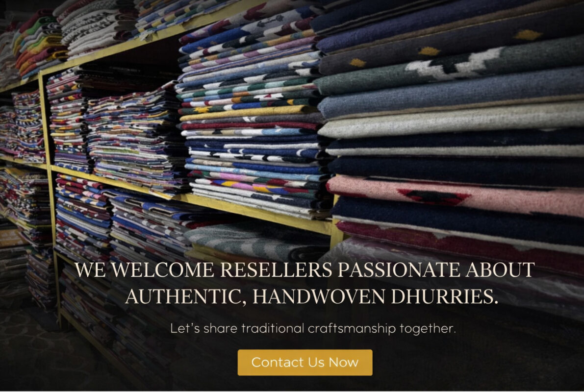 Stacked handwoven dhurrie rugs for wholesale and reseller supply