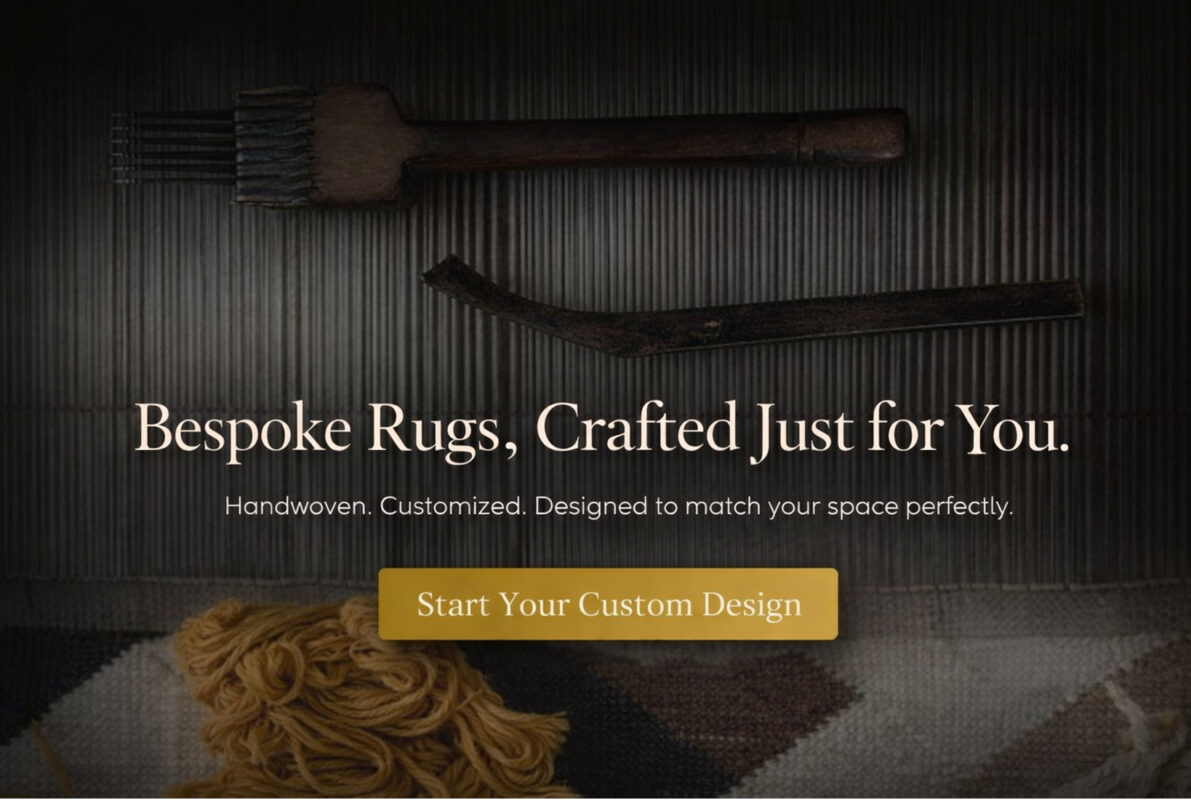 Custom handwoven rug customization process on traditional loom