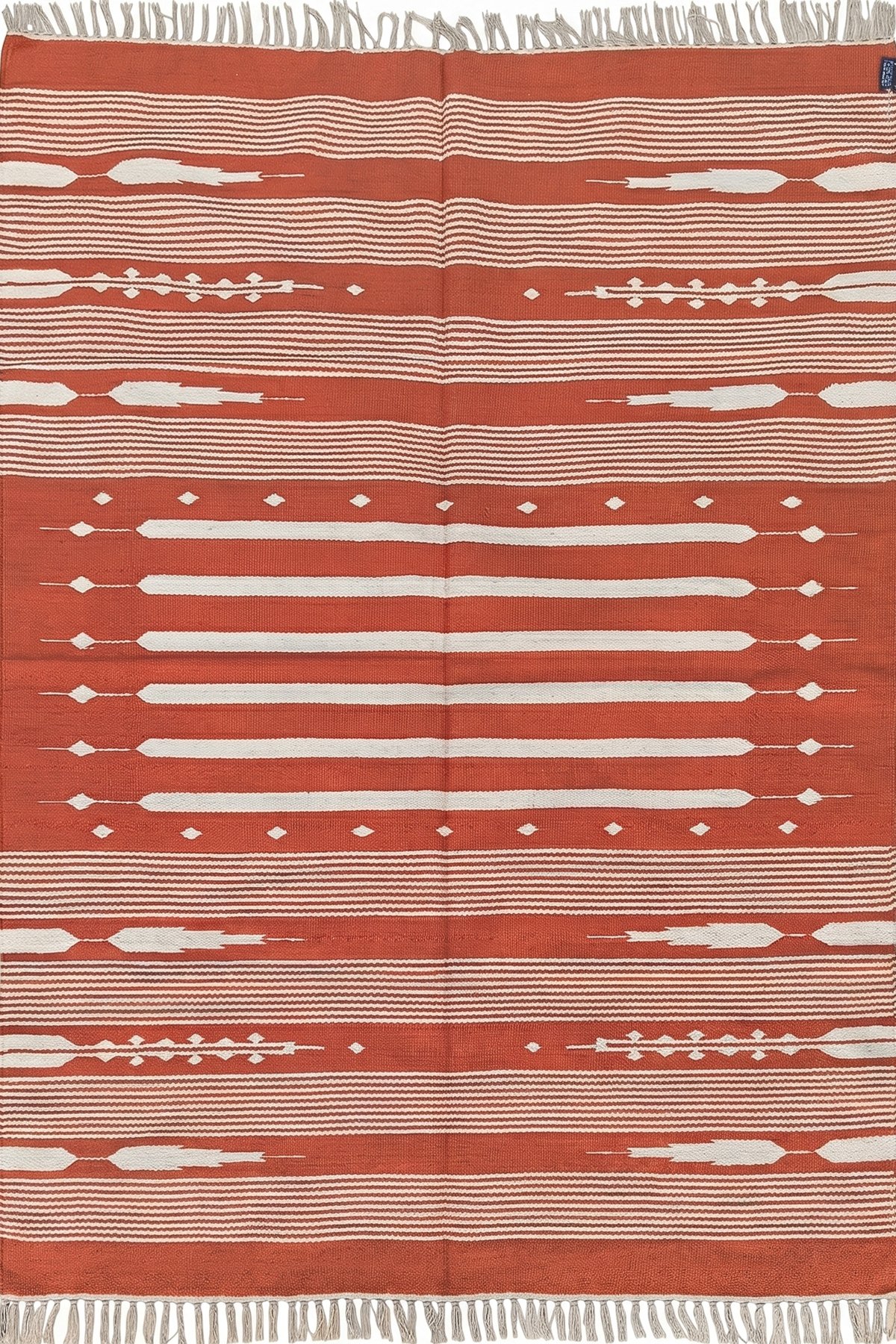 Handwoven Cotton 4x6 Ft Dhurrie Rug | Modern Striped Area Rug for Living Room and Bedroom