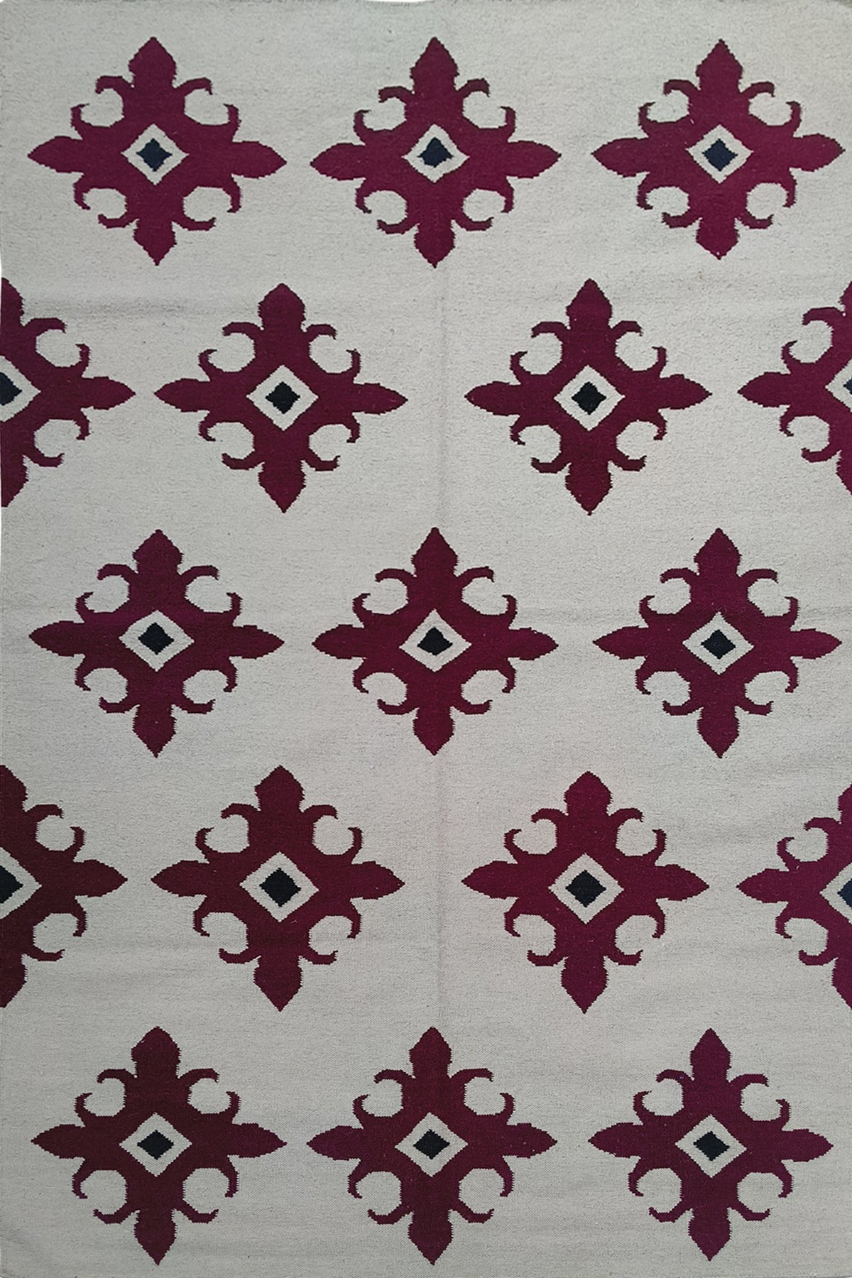 Handmade Wool Cotton 5x8 Ft Dhurrie Rug | Contemporary Geometric Design Area Rug for Stylish Home Decor