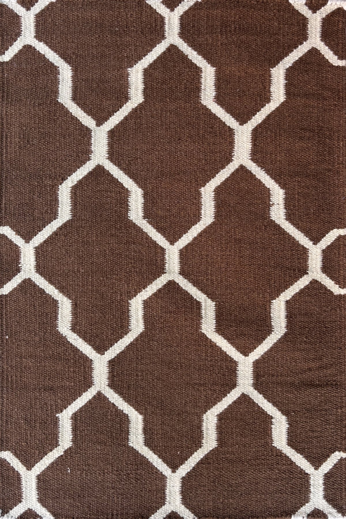 Modern Handwoven Wool Cotton 2x3 Ft Geometric Dhurrie Rug | Decorative Area Rug for Home and Bedroom