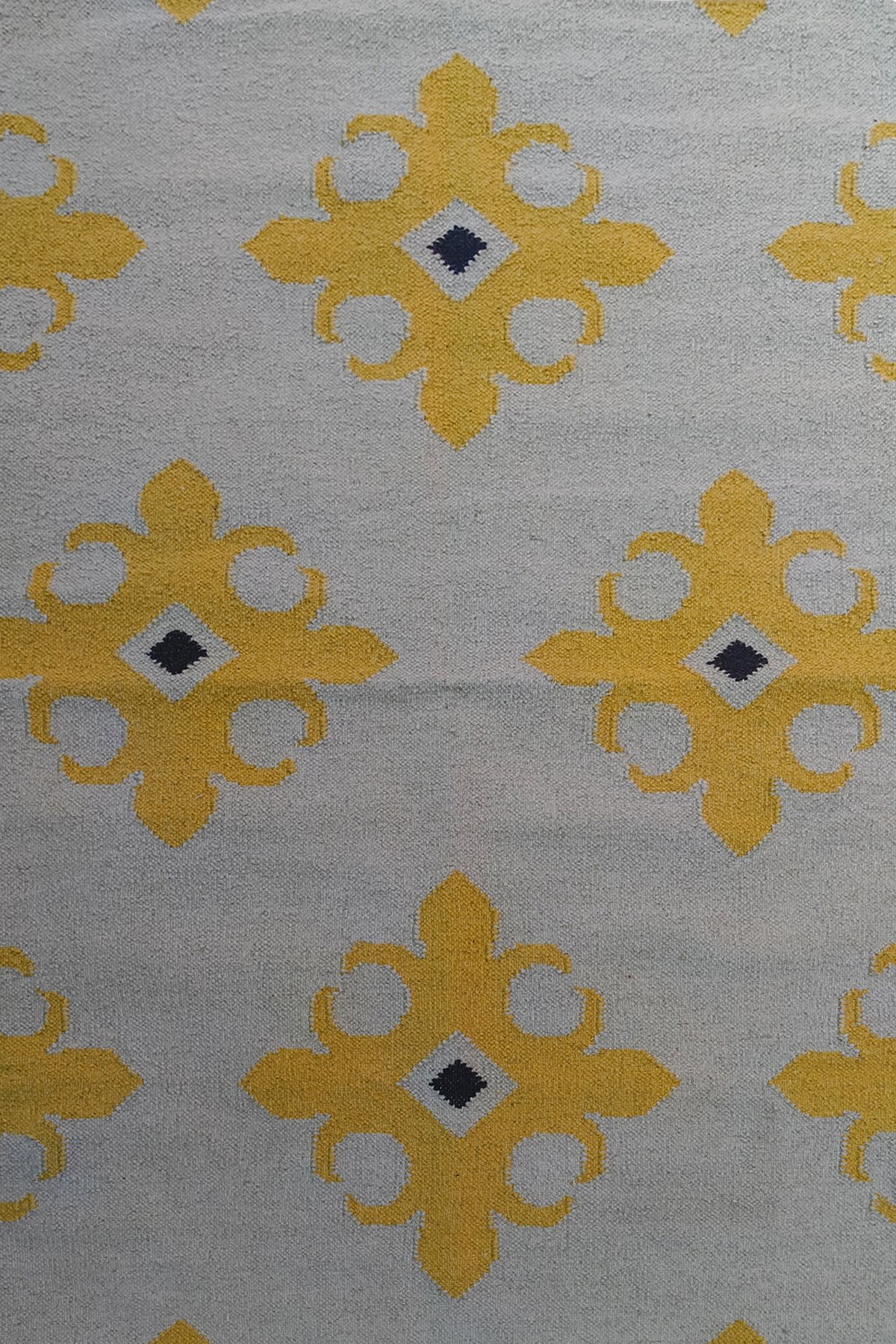 Handmade Wool Cotton 3x5 Ft Dhurrie Rug | Contemporary Geometric Design Floor Rug for Living Room and Bedroom