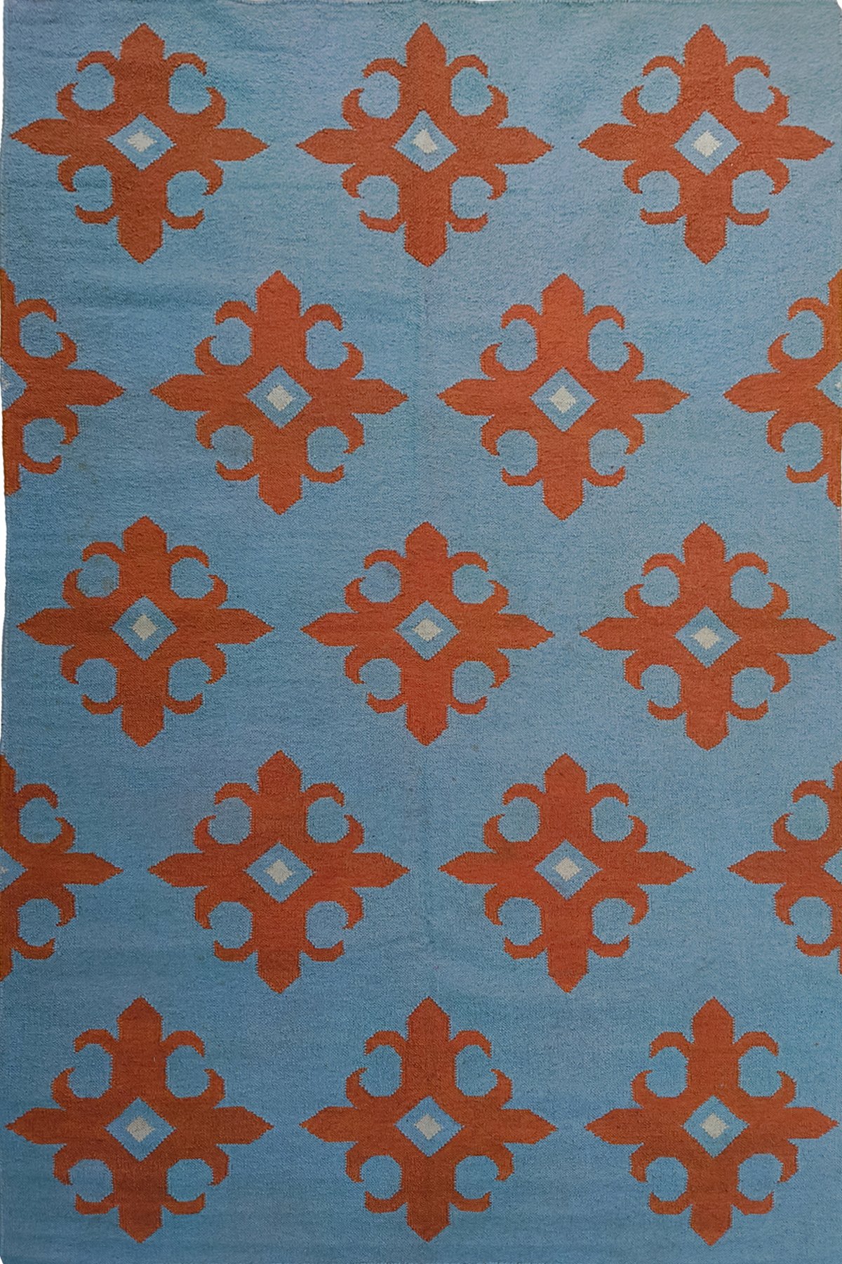Handmade Wool Cotton 8x10 Ft Dhurrie Rug | Elegant Geometric Design Area Rug for Spacious Living Room