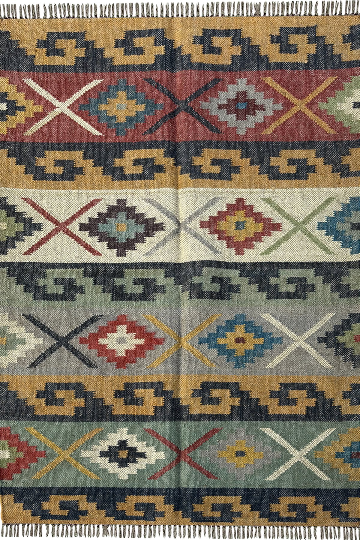 Premium Handmade 3x5 Ft Kilim Rug Natural Wool Jute Floor Carpet