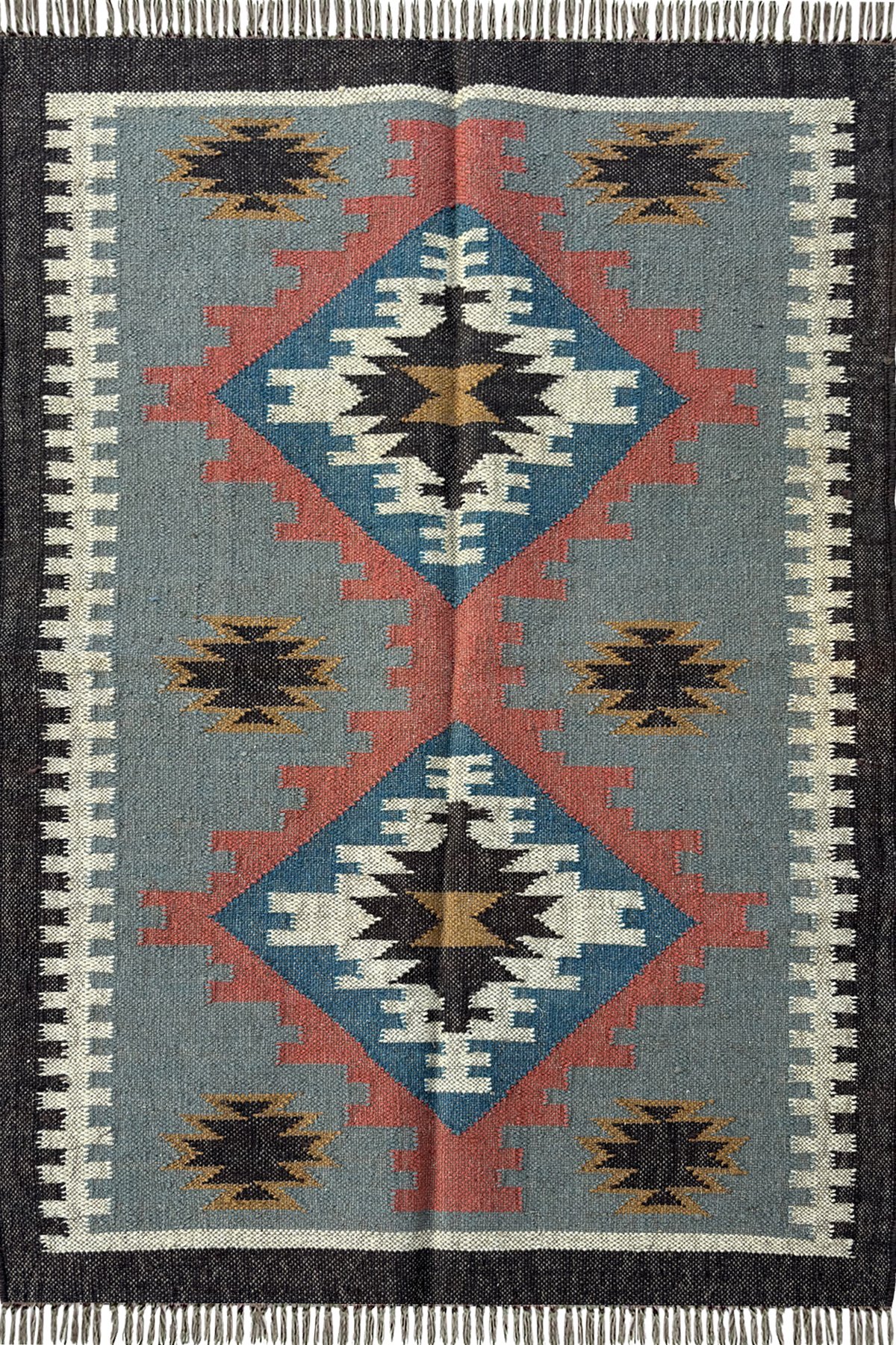 Modern Ethnic Handwoven 3x5 Ft Kilim Rug Wool & Jute Area Carpet