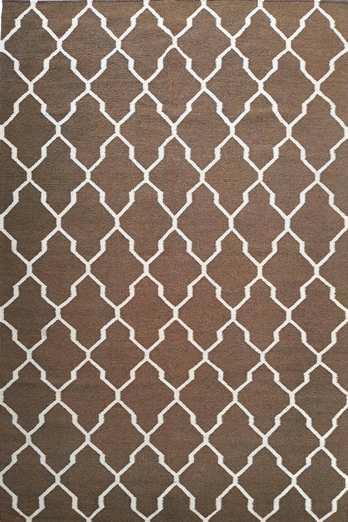 Premium Wool Cotton 8x10 Ft Dhurrie Rug | Geometric Pattern Area Rug for Living Room and Bedroom