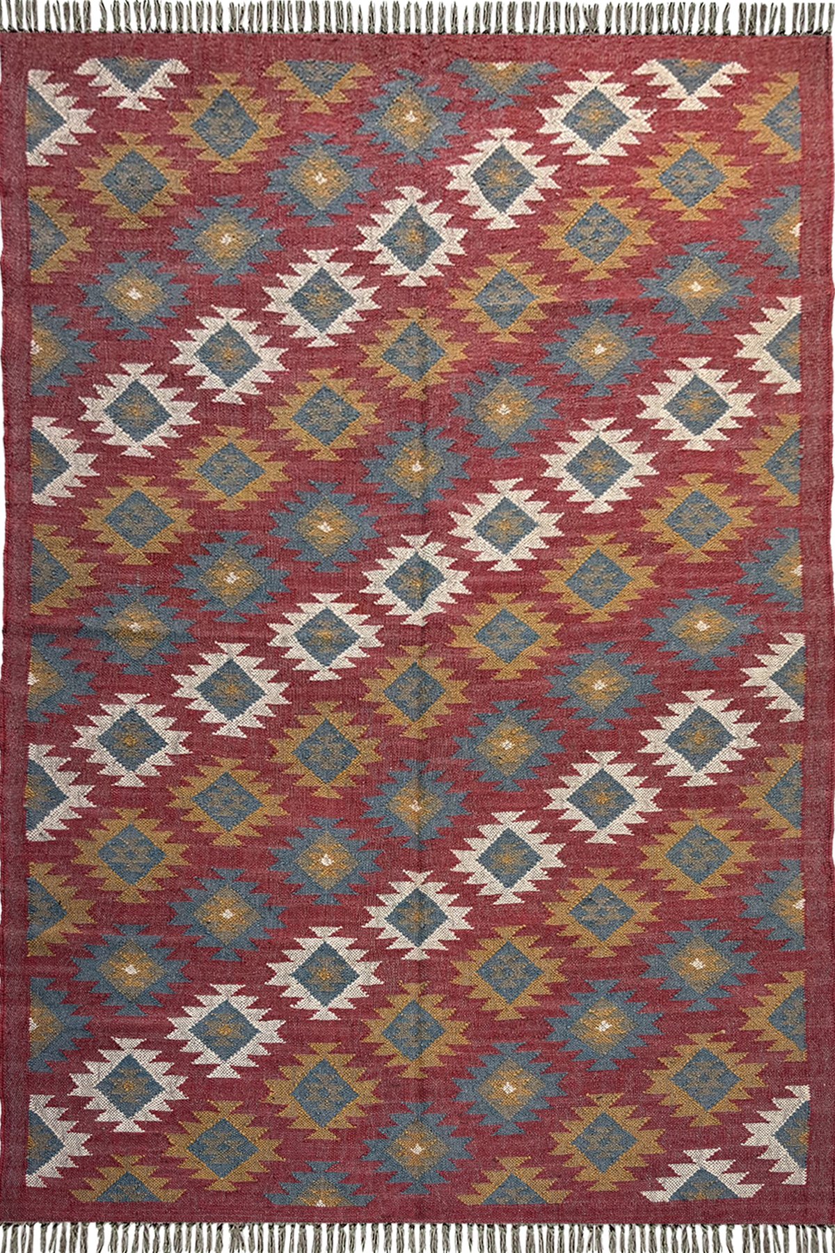 Colorful Tribal Wool Jute 5x8 Ft Kilim Rug Handmade Artisan Carpet