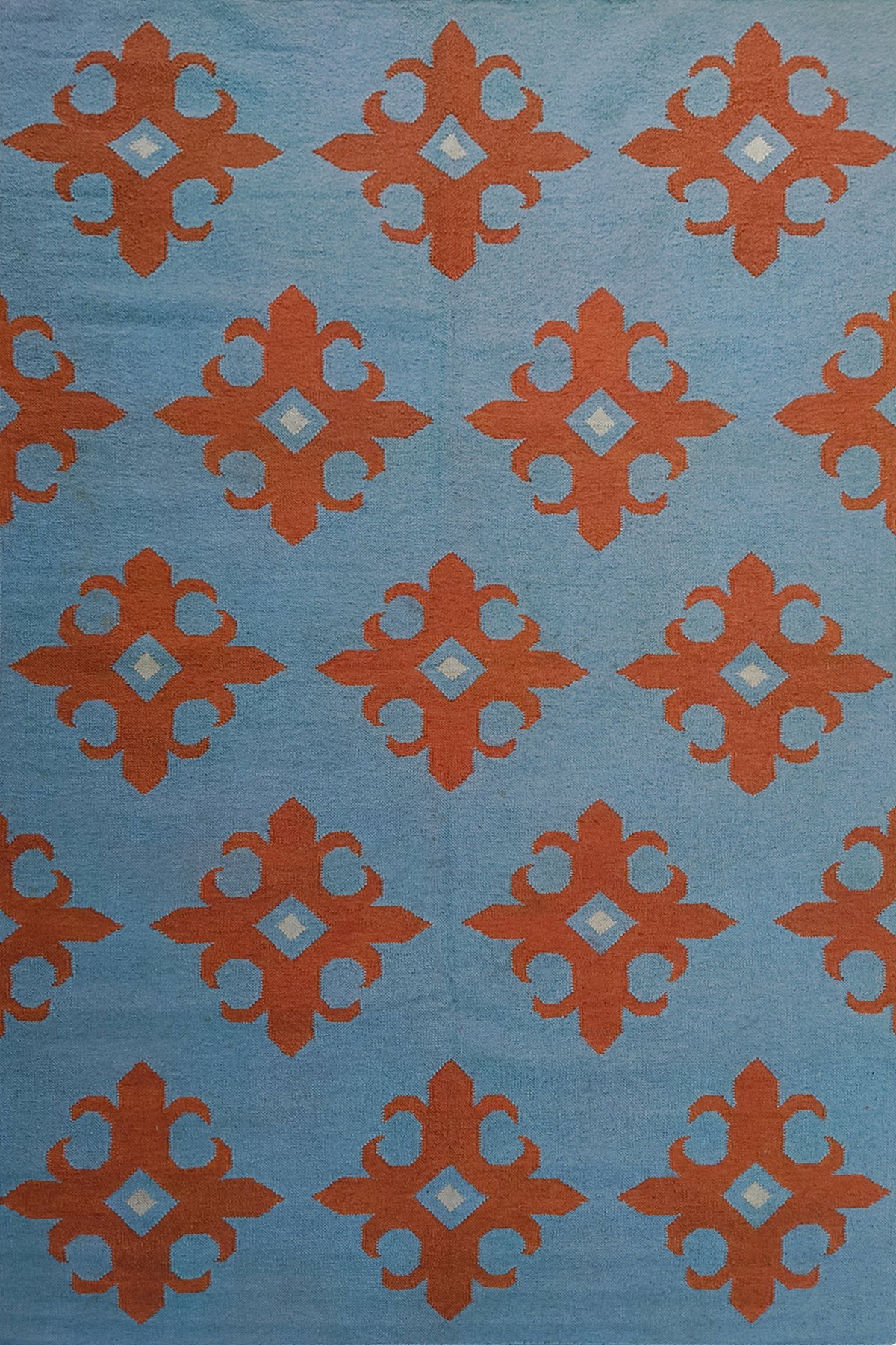 Modern Patterned Handwoven 5x8 Ft Dhurrie Rug | Wool Cotton Geometric Floor Rug for Living Space