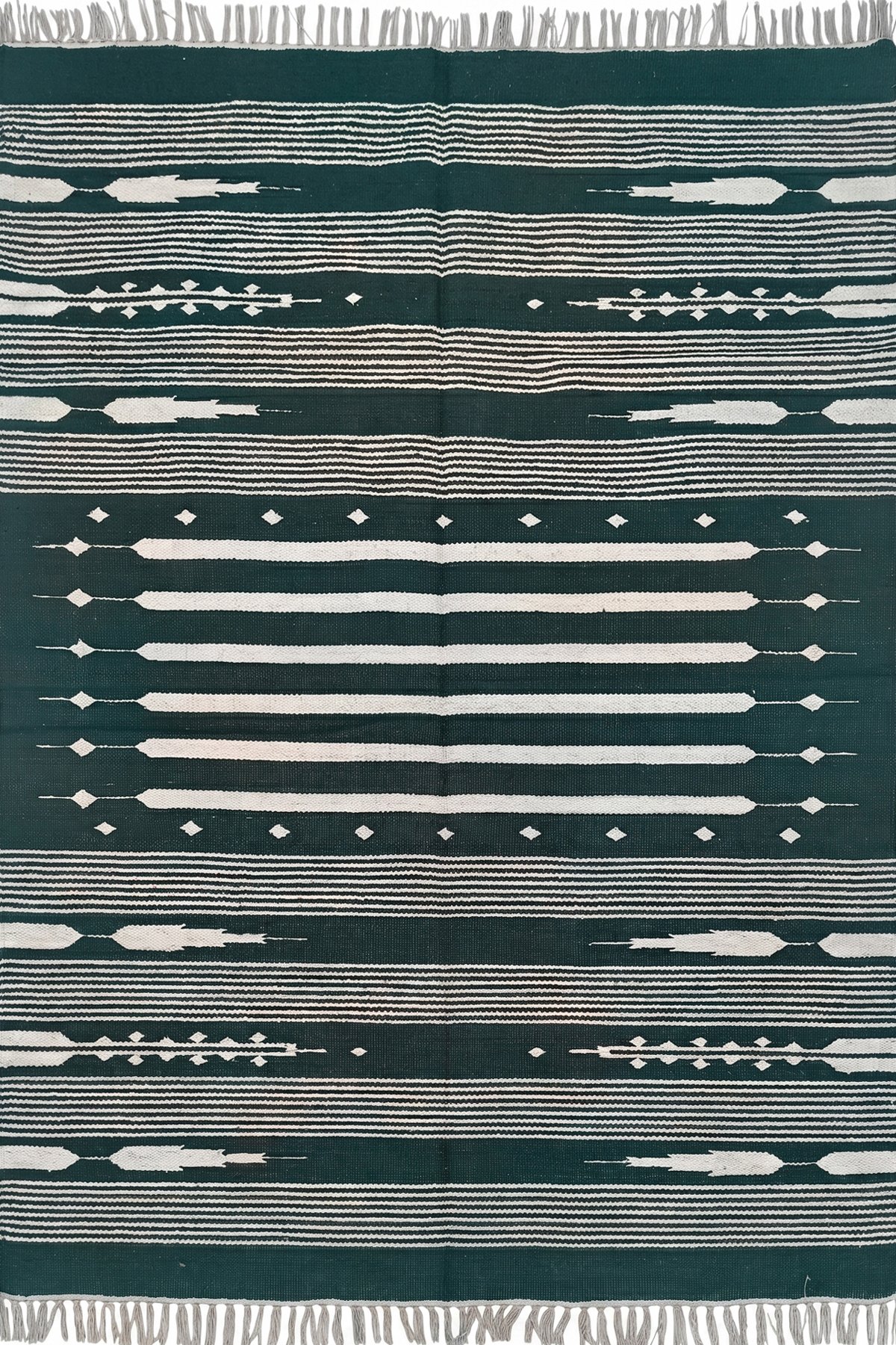 Minimal Modern Cotton 4x6 Ft Dhurrie Rug | Handmade Linear Striped Area Rug for Living Room