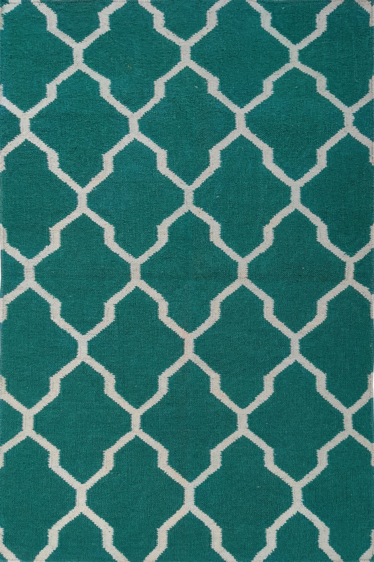 Handmade Wool Cotton 8x10 Ft Dhurrie Rug | Elegant Geometric Design Area Rug for Living Room Bedroom and Modern Interiors
