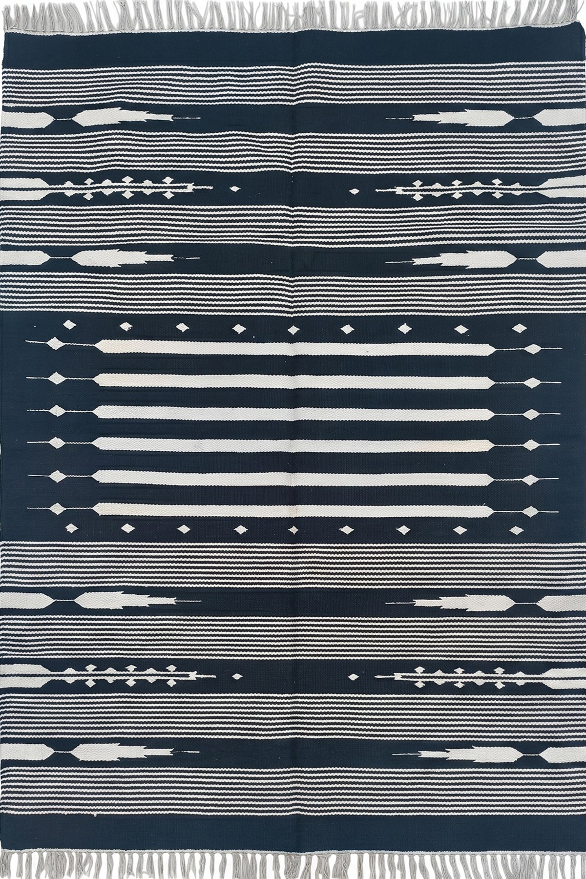 Elegant Handcrafted Cotton 4x6 Ft Dhurrie Rug | Modern Striped Area Rug for Bedroom and Home Decor