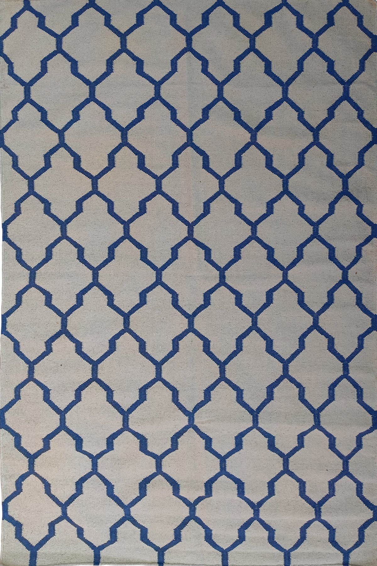 Handmade Wool Cotton 5x8 Ft Dhurrie Rug | Contemporary Geometric Design Area Rug for Stylish Home Decor