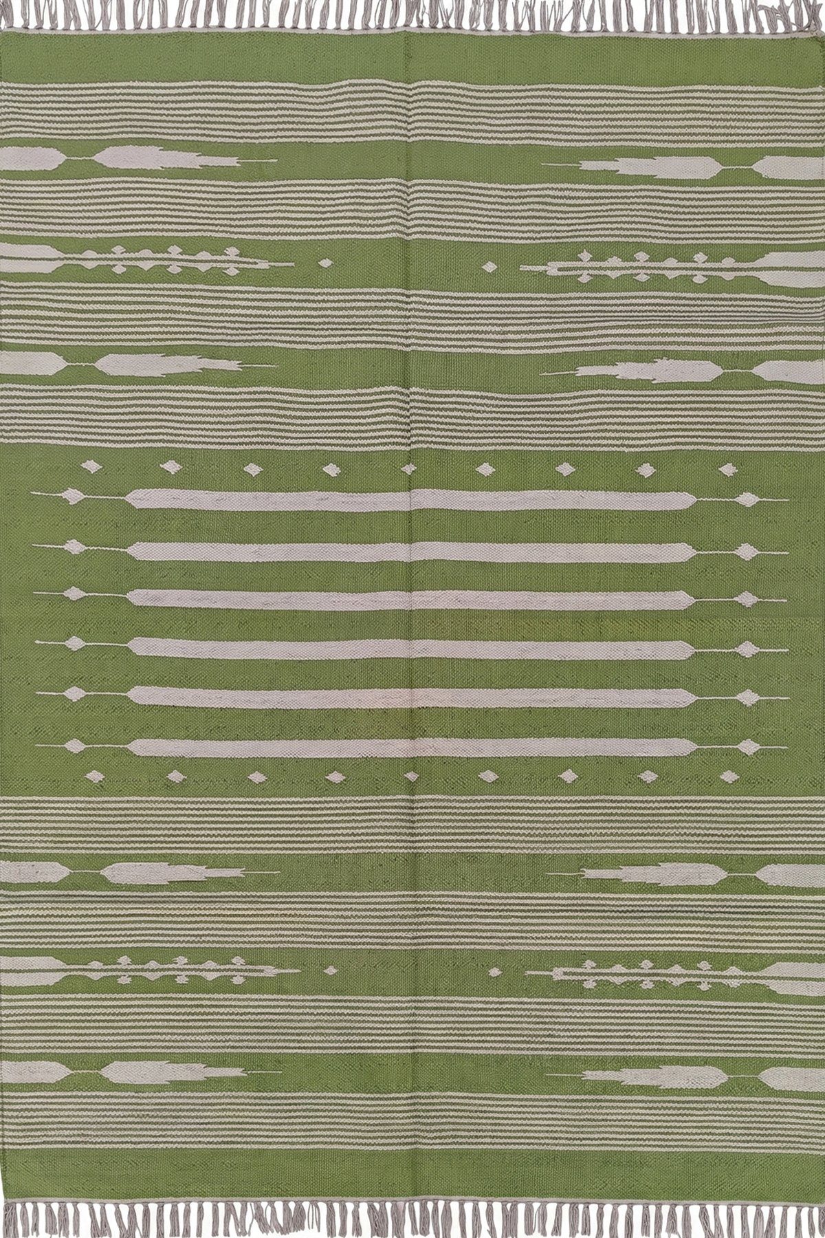 Modern Artisan Cotton 4x6 Ft Dhurrie Rug | Handmade Striped Floor Rug for Living Room Bedroom and Home