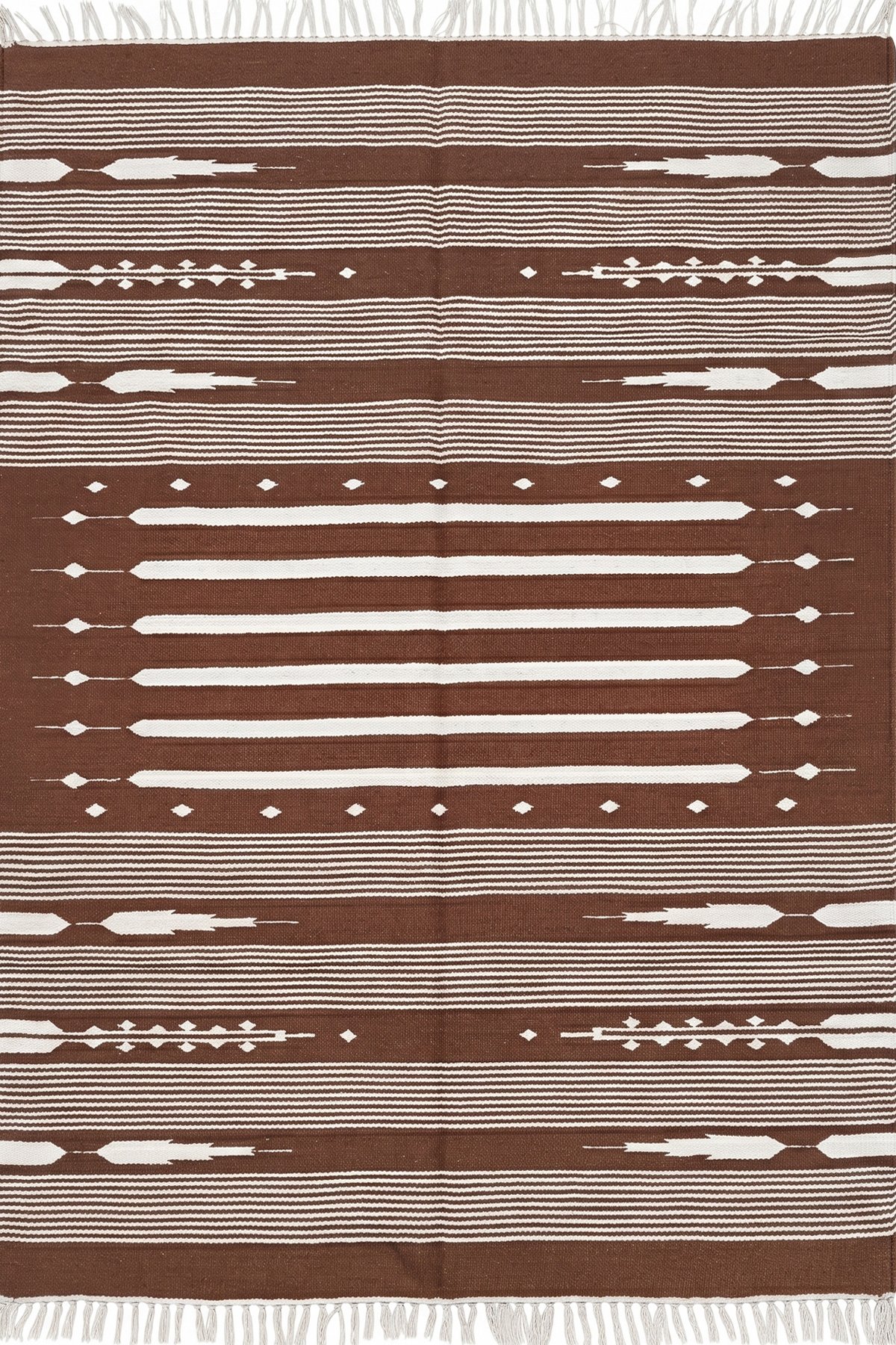 Elegant Modern Cotton 4x6 Ft Dhurrie Rug | Handcrafted Striped Area Rug for Stylish Interiors