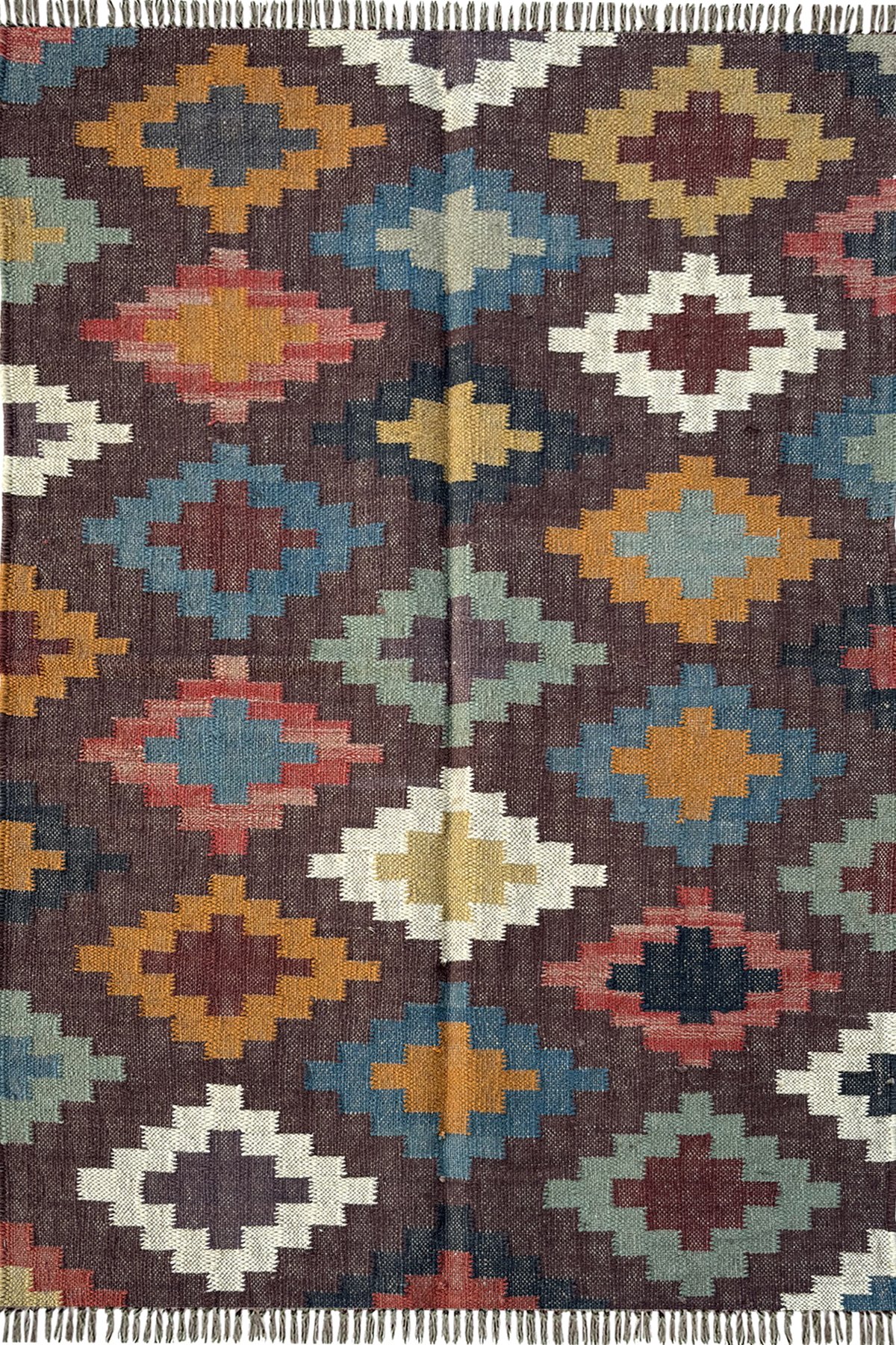 Handcrafted Loom Wool Jute Carpet 3x5 Ft Multicolor Geometric Floor Rug