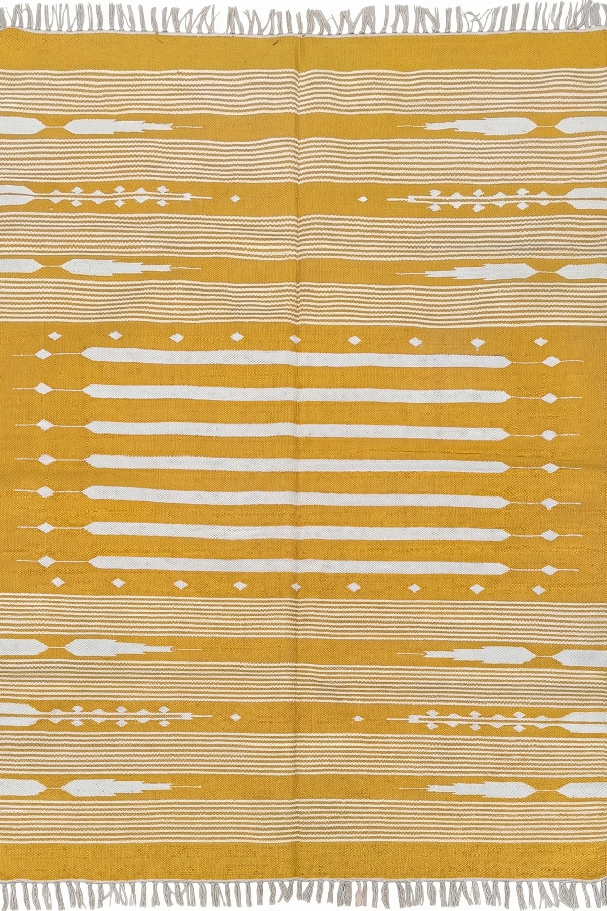 Premium Handmade Cotton 4x6 Ft Dhurrie Rug | Modern Striped Floor Rug for Stylish Living Room Interiors