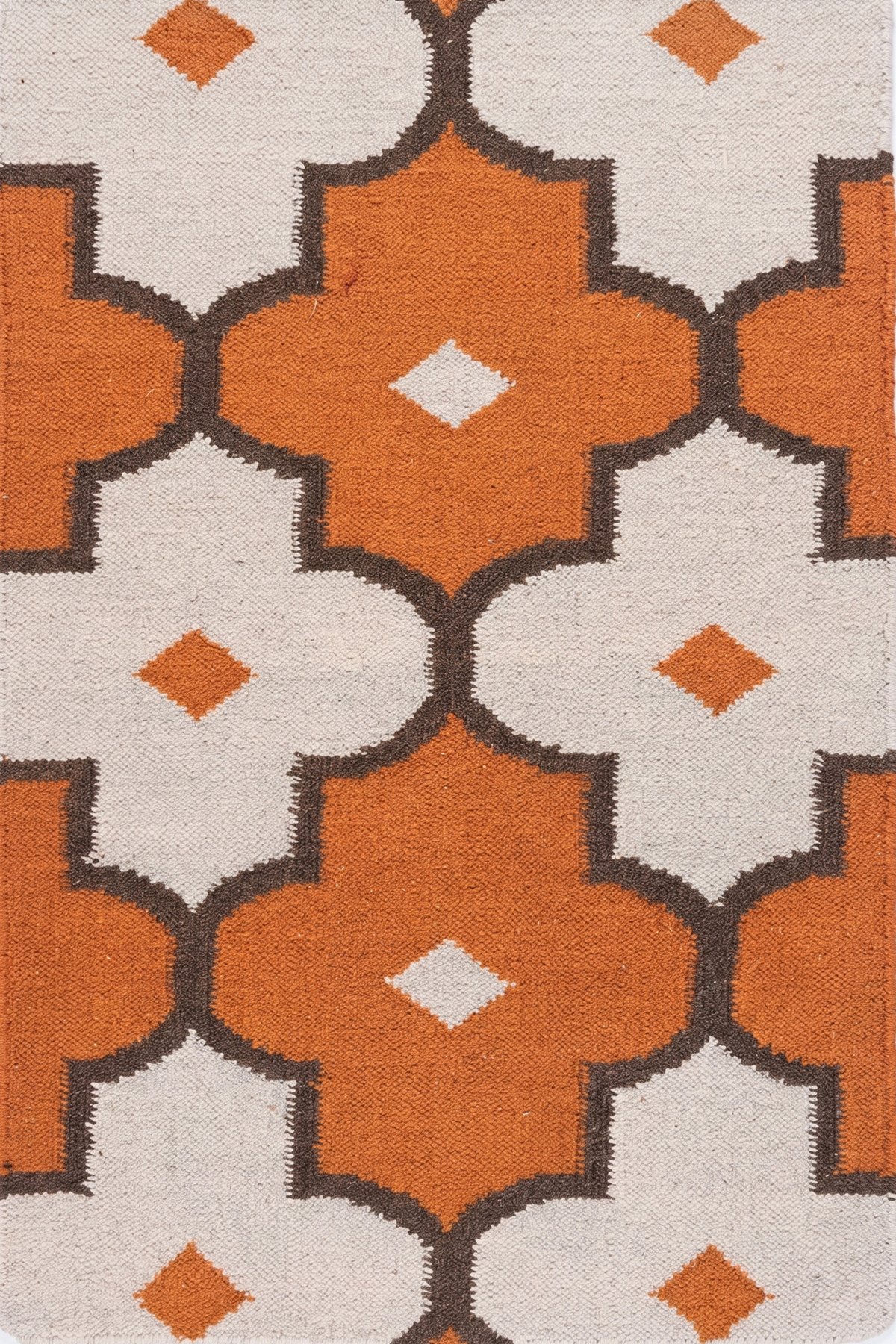 Premium Handwoven 2x3 Ft Geometric Dhurrie Rug | Wool Cotton Patterned Floor Rug for Living Room and Bedroom