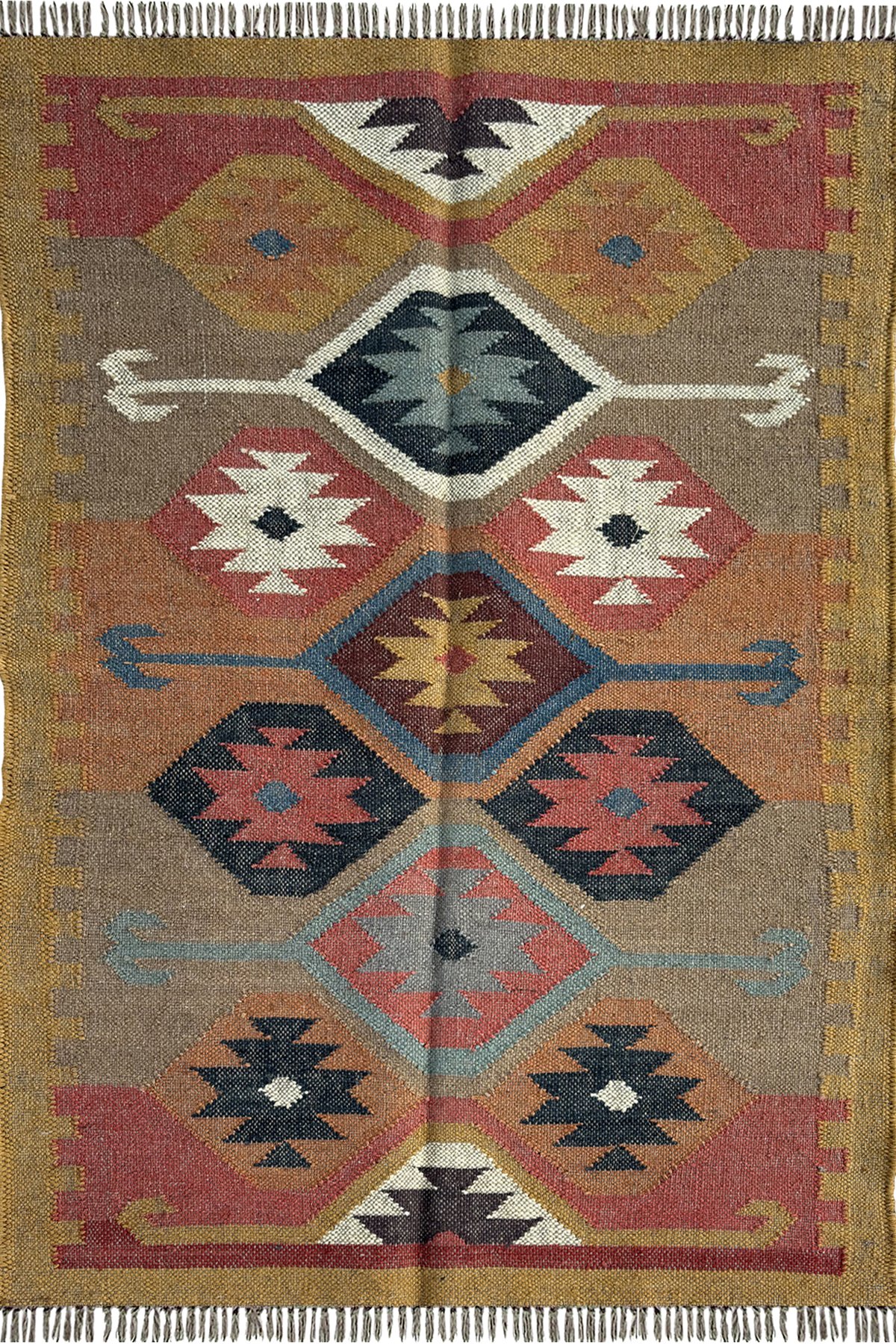 Handwoven Wool & Jute Carpet 3x5 Ft Decorative Geometric Home Rug