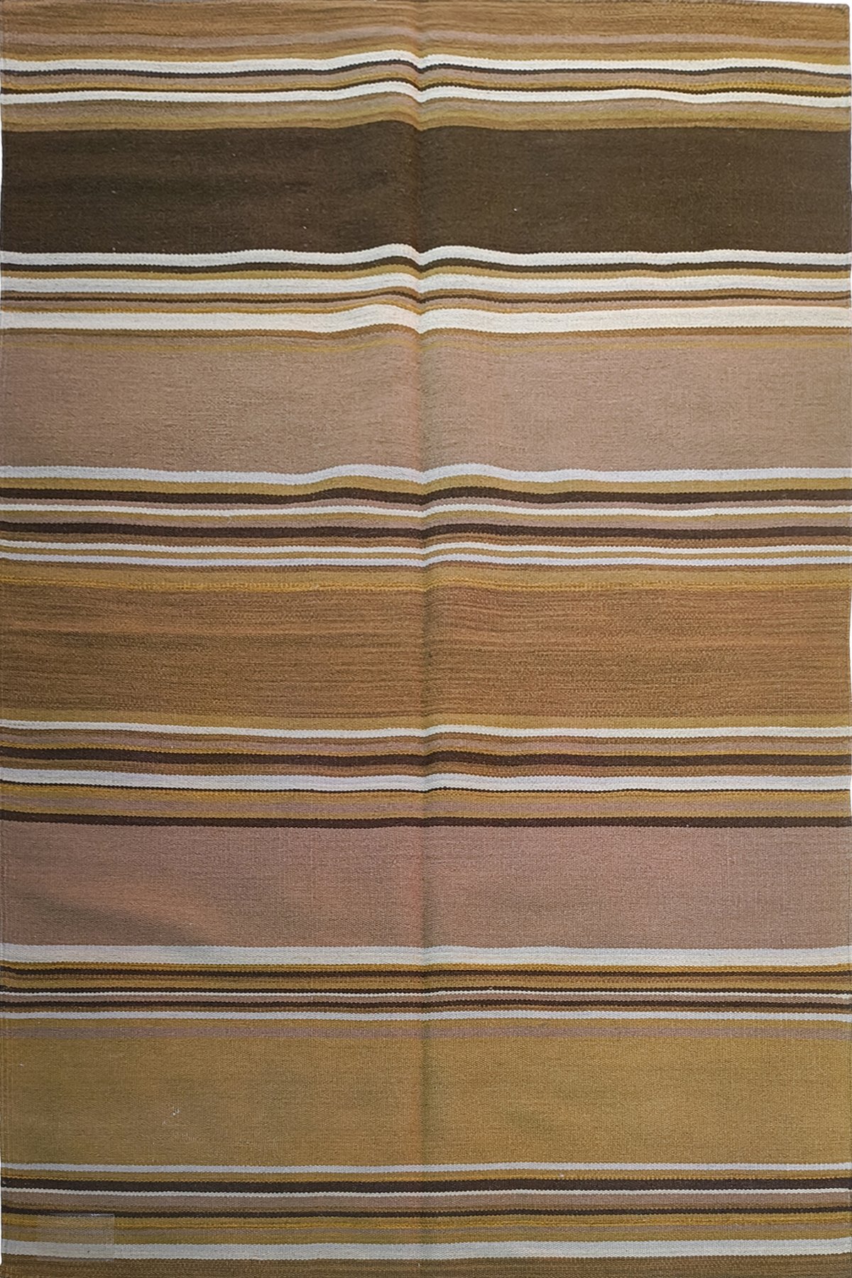 Handmade Striped Wool Cotton 5x8 Ft Dhurrie Rug | Decorative Area Rug for Modern Home Interiors