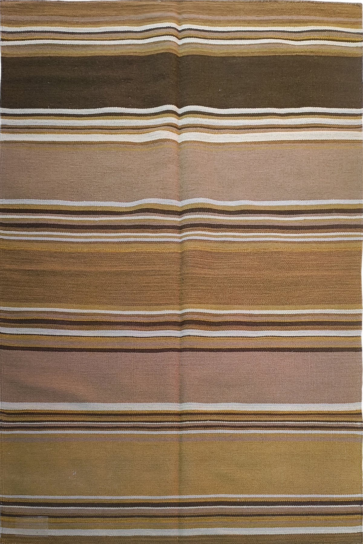 Contemporary Striped Wool Cotton 8x10 Ft Dhurrie Rug | Handmade Area Rug for Spacious Living Room Decor