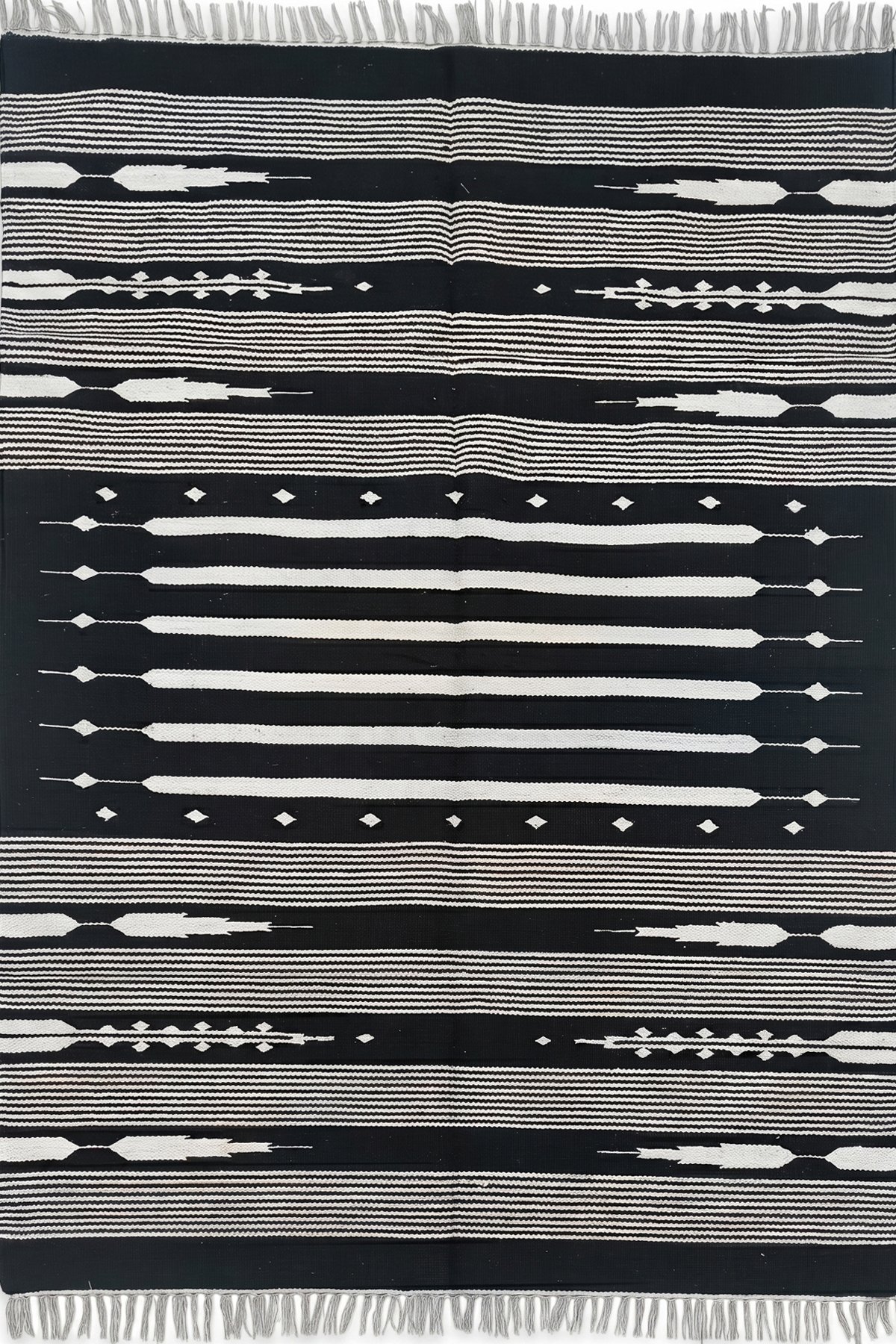 Contemporary Cotton 4x6 Ft Dhurrie Rug | Handwoven Striped Area Rug for Modern Home Interiors