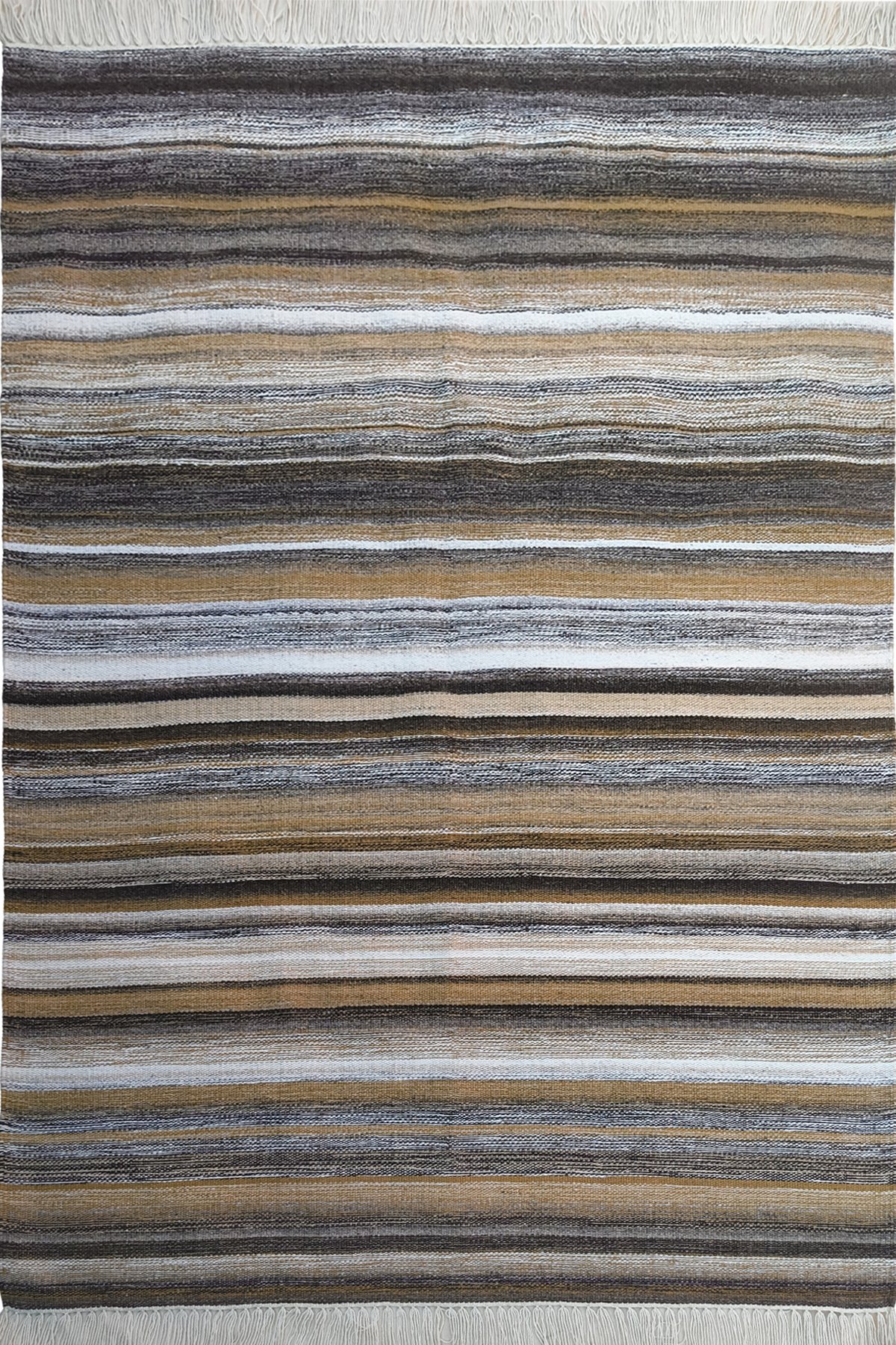 Handwoven Wool Cotton 4x6 Ft Dhurrie Rug | Multicolor Striped Area Rug for Living Room Bedroom and Home Decor