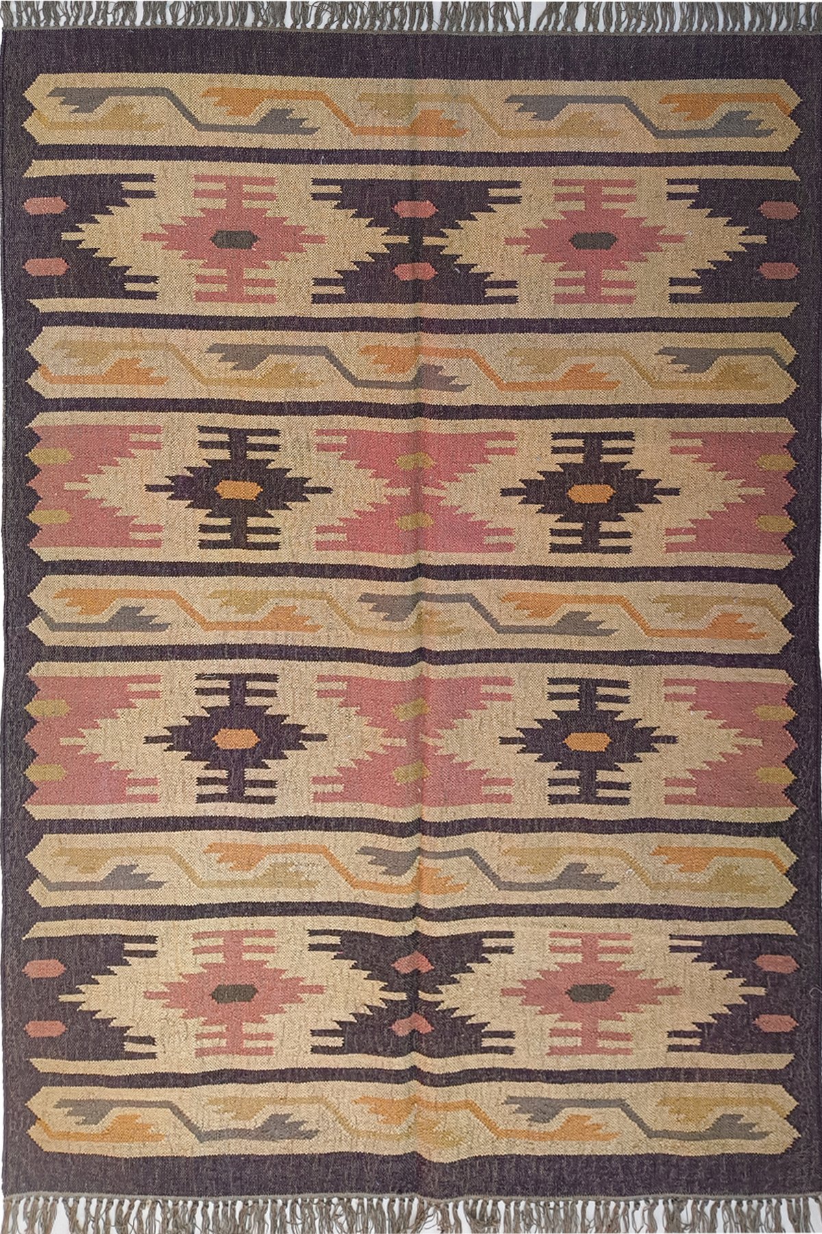 Heritage Inspired Handmade 5x8 Ft Dhurrie Rug | Wool Cotton Traditional Floor Rug for Home Decor