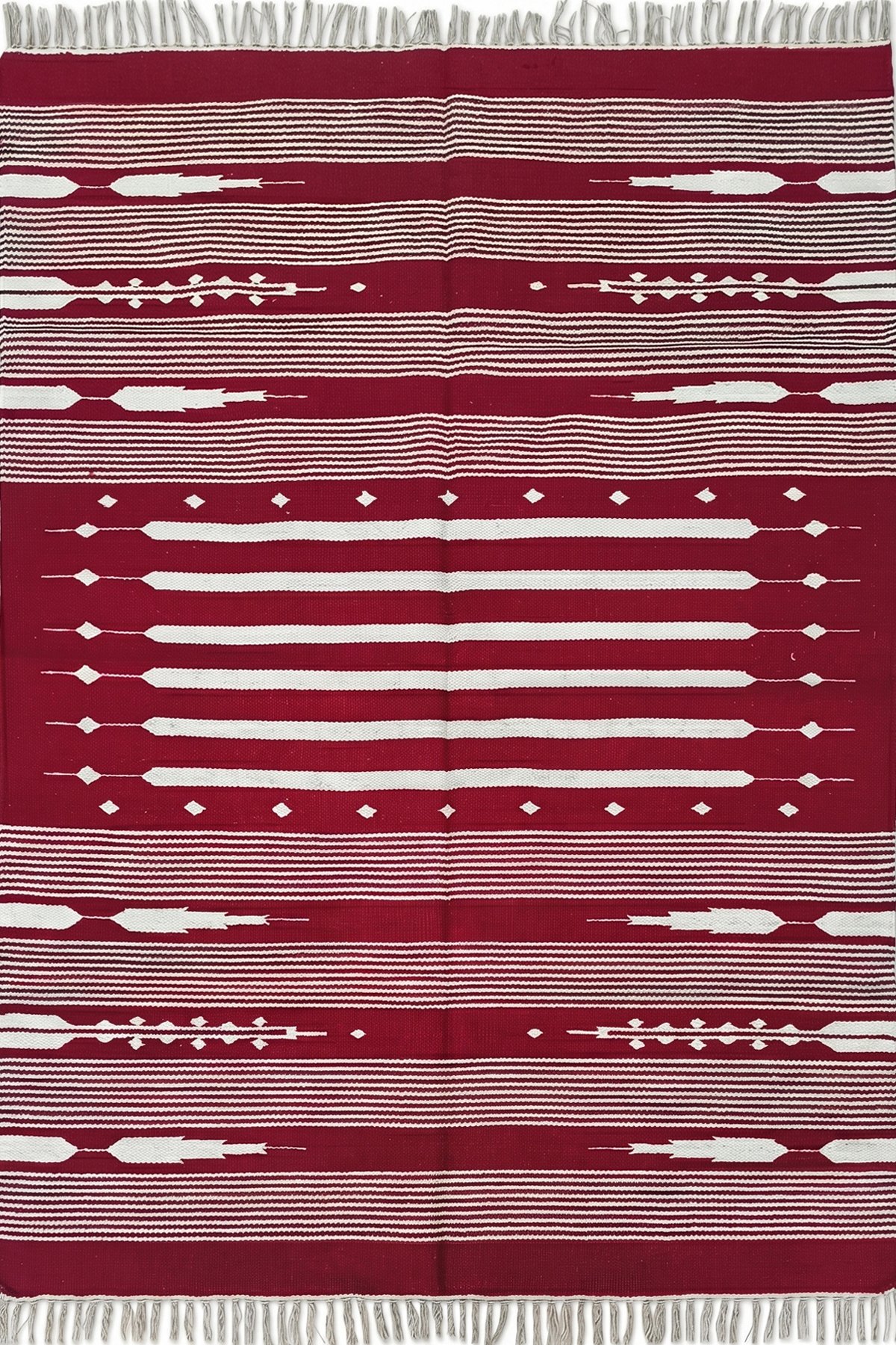 Chic Handwoven Cotton 4x6 Ft Dhurrie Rug | Modern Stripe Pattern Area Rug for Living Room and Bedroom