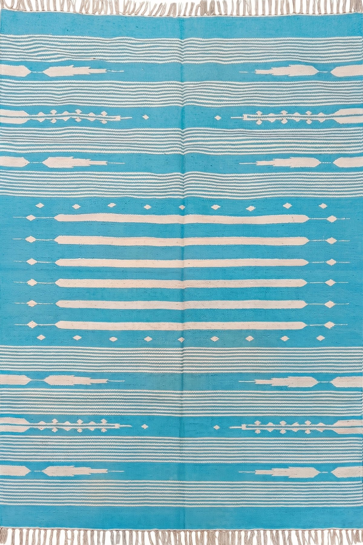 Premium Modern Cotton 4x6 Ft Dhurrie Rug | Artisan Handwoven Striped Area Rug for Contemporary Decor