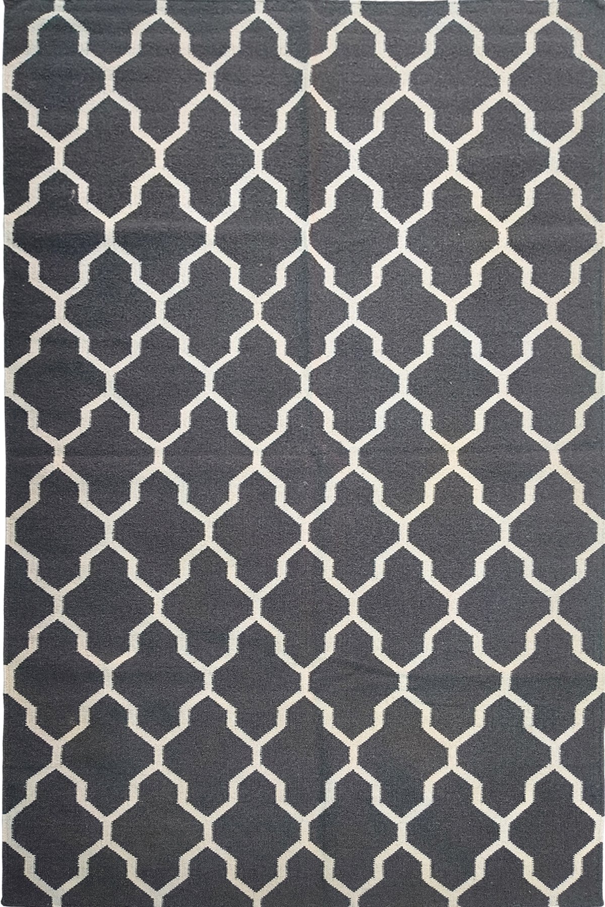 Handwoven Wool Cotton 5x8 Ft Dhurrie Rug | Modern Geometric Pattern Area Rug for Living Room and Bedroom
