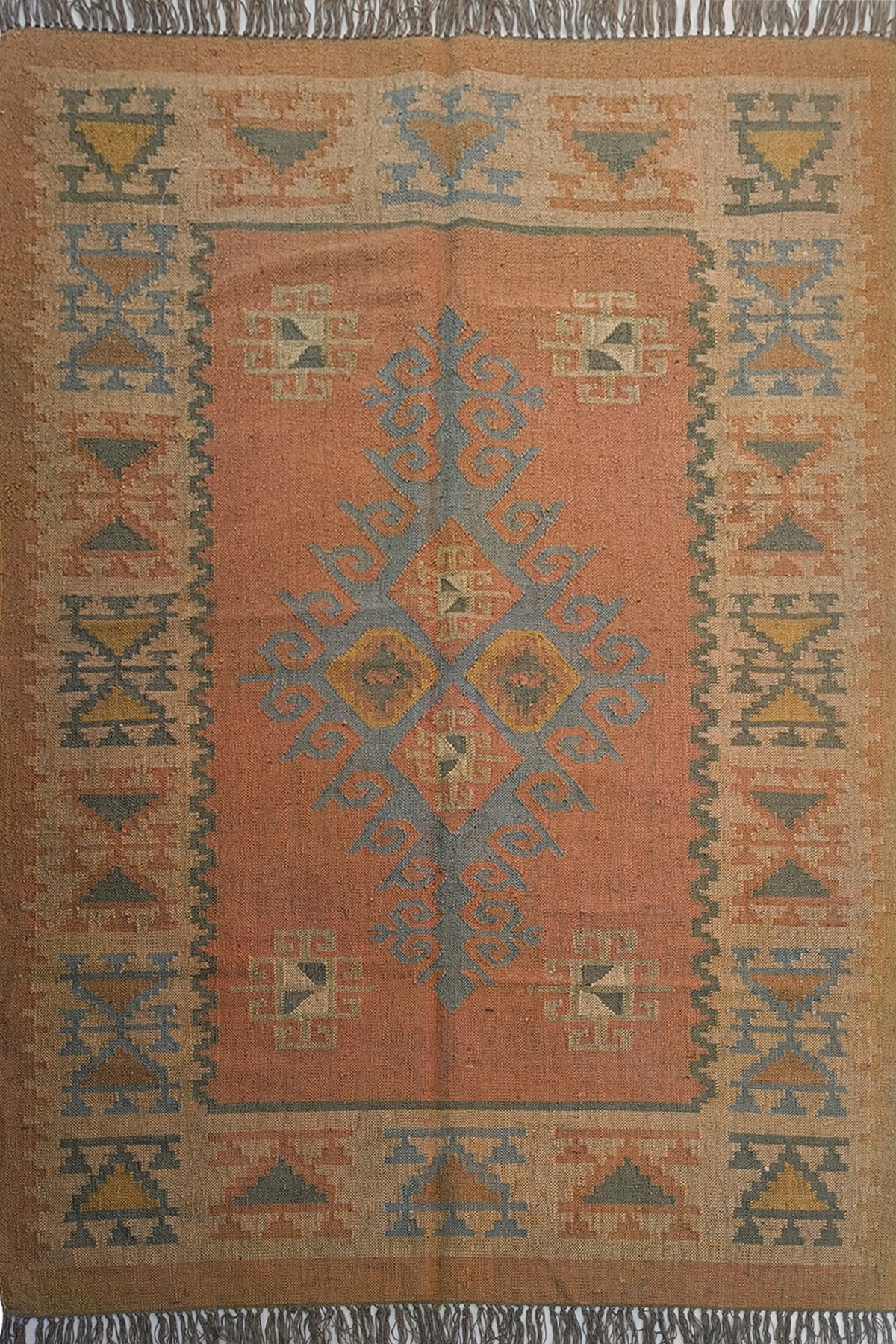 Heritage Style Handwoven 5x8 Ft Dhurrie Rug | Wool Cotton Traditional Area Rug for Living Room and Bedroom