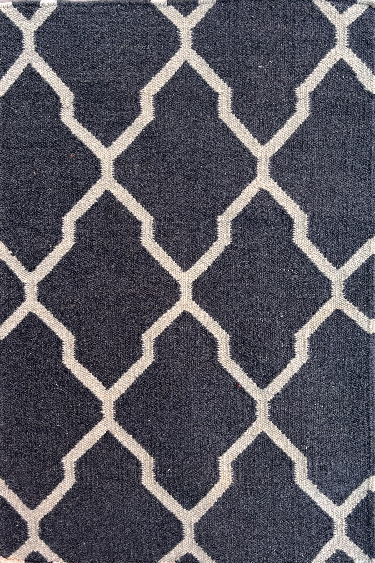 Timeless Geometric Wool Cotton 2x3 Ft Dhurrie Rug | Handmade Handwoven Area Rug for Elegant Home Interiors