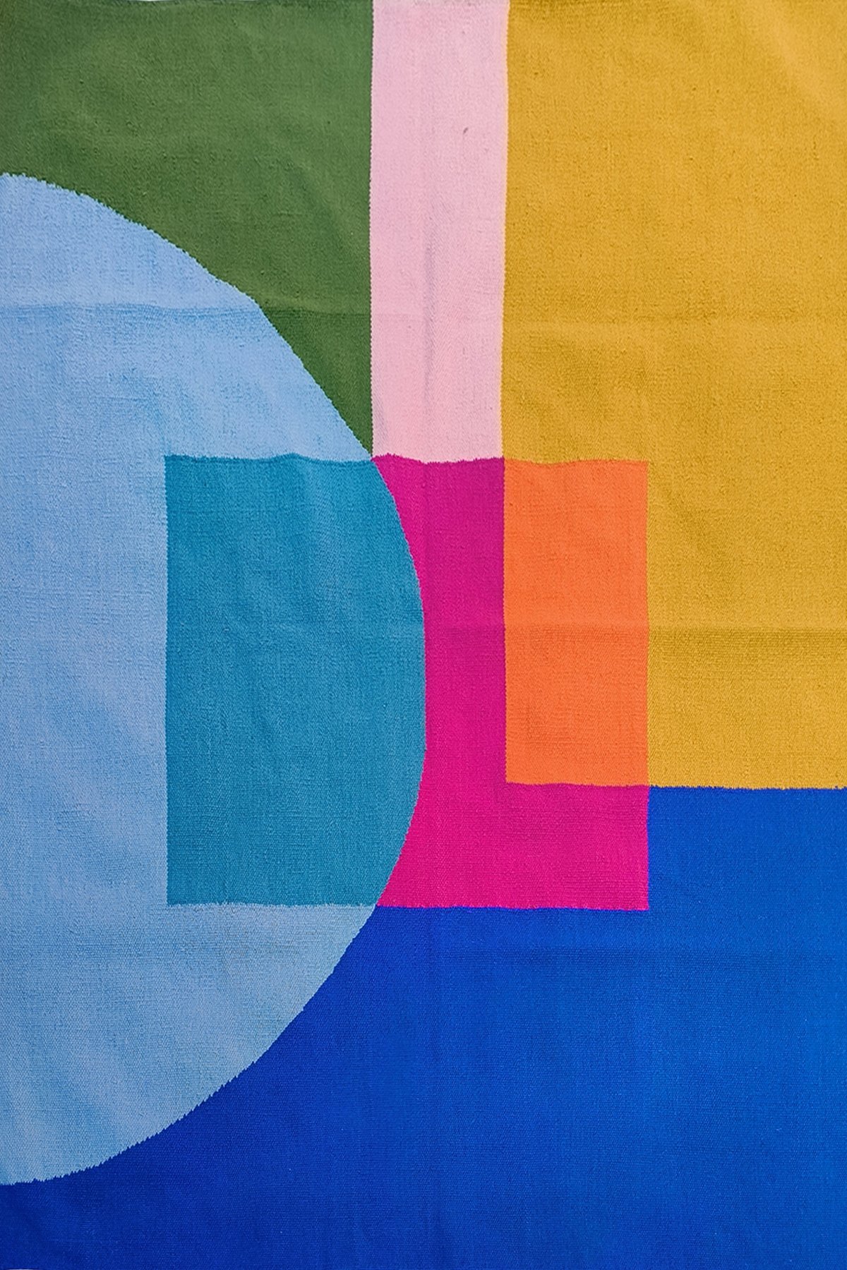 Colorful Abstract Handcrafted 5x8 Ft Dhurrie Rug | Wool Cotton Area Rug for Contemporary Home Decor