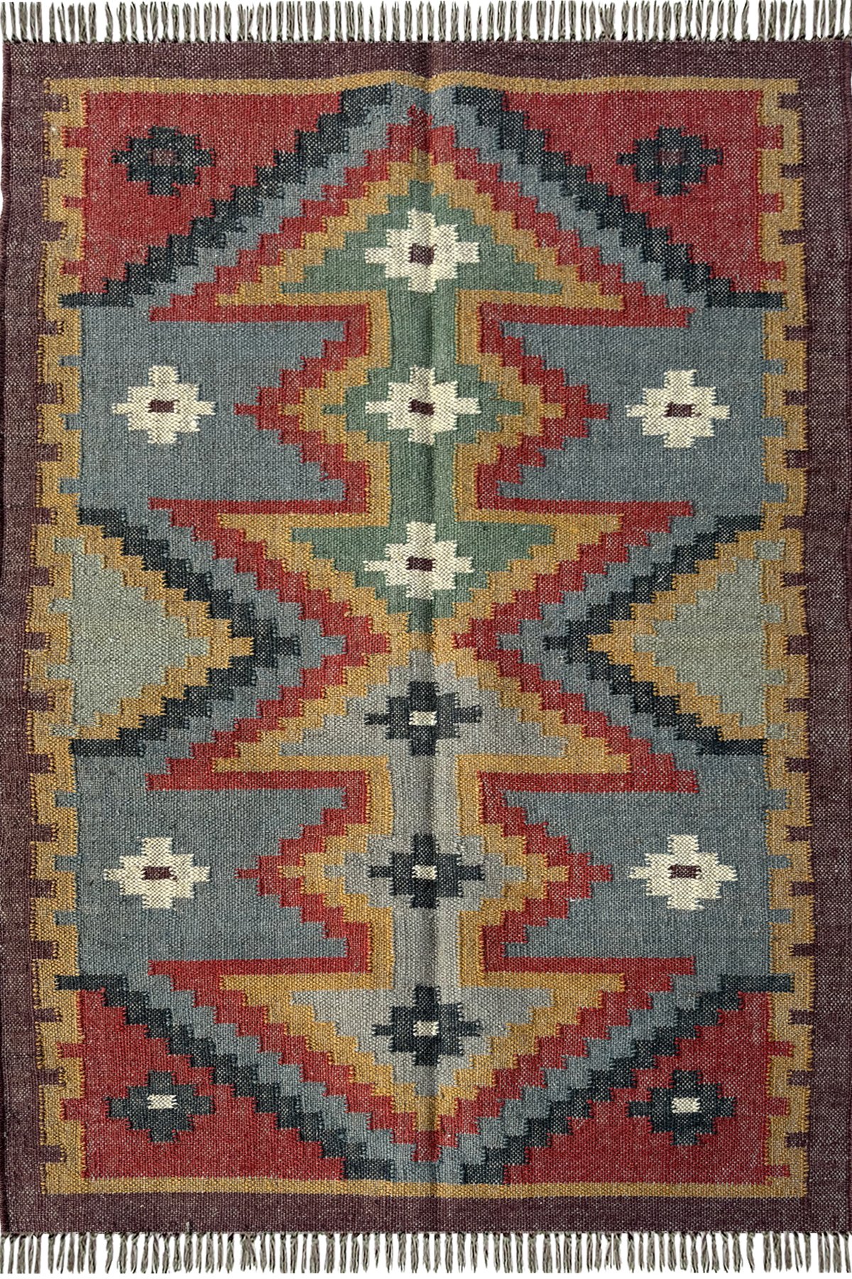 Handwoven Heritage Wool & Jute Rug 3x5 Ft Geometric Artisan Floor Carpet