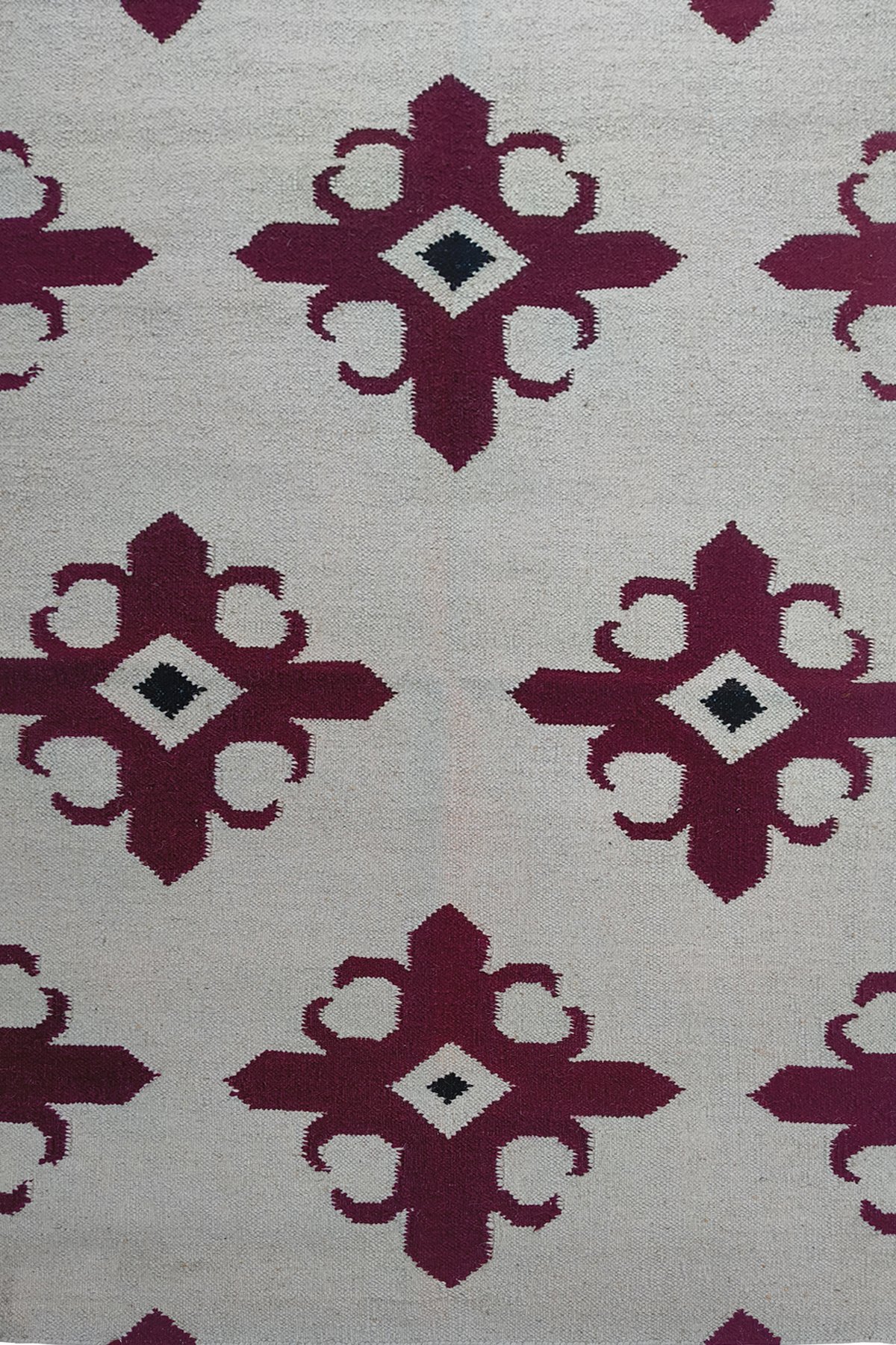 Handmade Wool Cotton 3x5 Ft Dhurrie Rug | Contemporary Geometric Design Floor Rug for Living Room and Bedroom