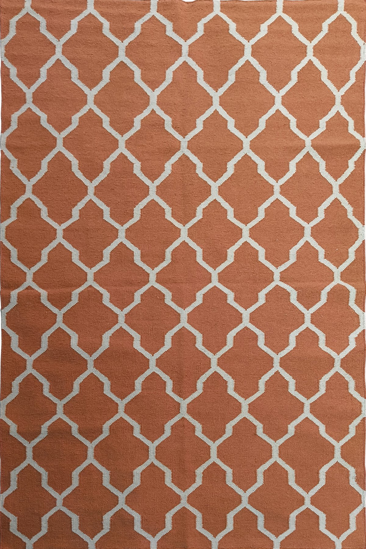 Contemporary Handcrafted 5x8 Ft Dhurrie Rug | Geometric Wool Cotton Area Rug for Modern Home Interiors