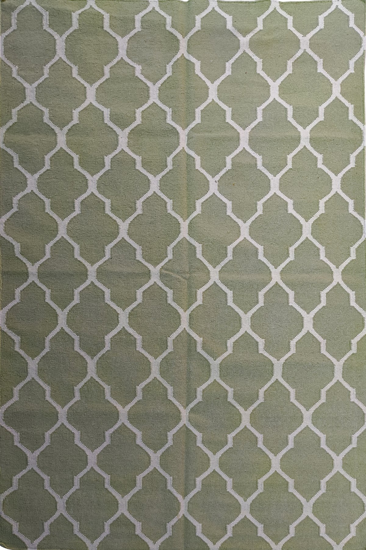 Artistic Geometric Handwoven 5x8 Ft Dhurrie Rug | Wool Cotton Decorative Area Rug for Modern Living Spaces