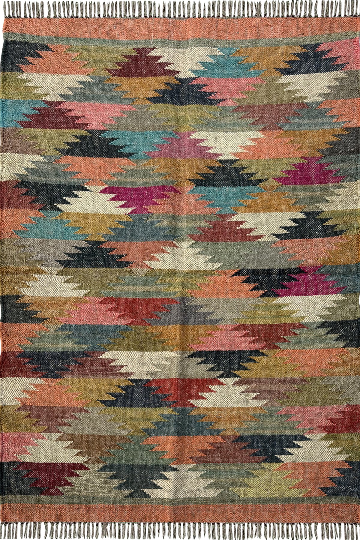 Wool Jute Handmade Rug 3x5 Ft Bohemian Geometric Area Floor Carpet