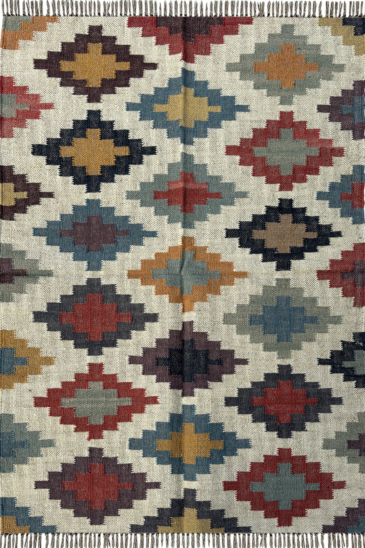 Rustic Bohemian 3x5 Ft Kilim Rug Handwoven Wool Jute Home Carpet